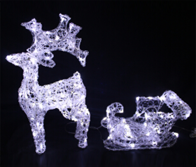 铁架亚克力鹿拉雪车灯